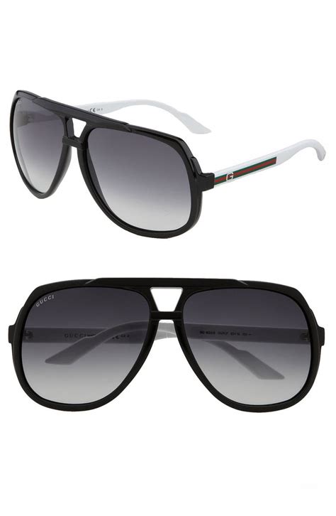 gucci sunglasses with red stripe|gucci 63mm aviator sunglasses.